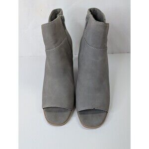 BC Born In California Ladies Vegan Gray Open Toe Zip Up Ankle Boot  Sz 8 3” Heel